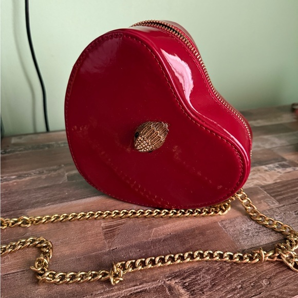 Kurt Geiger Heart-Shaped Red Bag with Gold Chain - Picture 1 of 3